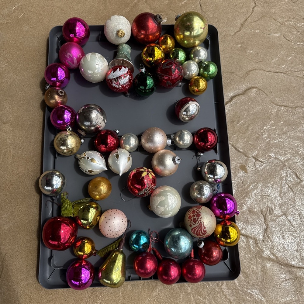 Vtg Lot Glass Christmas Tree Ornament Balls Multicolor